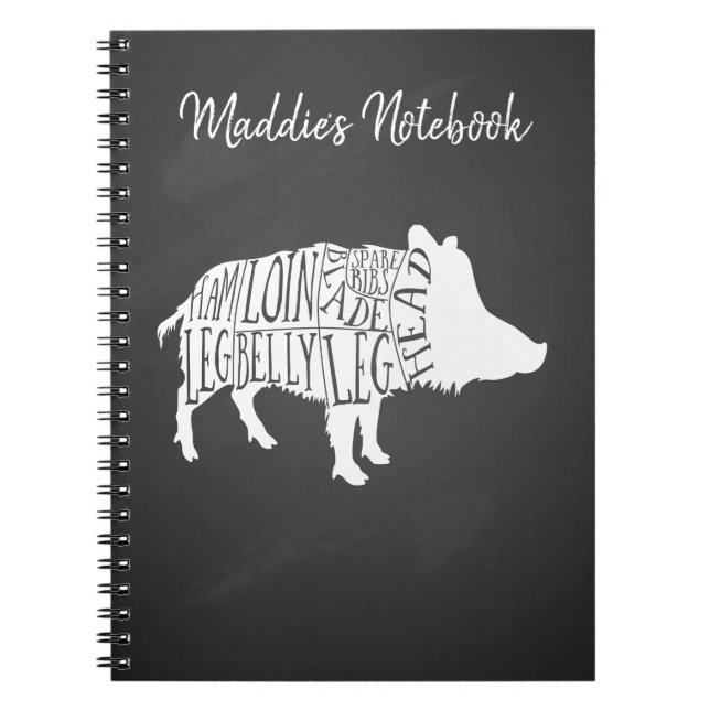 Butcher diagram meat cuts wild boar hunting notebook (Front)