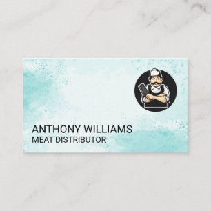 Butcher Holding Cleaver Business Card