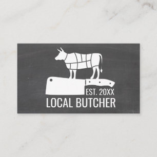 Butcher Knife   Beef Cut Chart   Chalkboard Business Card