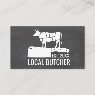 Butcher Knife | Beef Cut Chart | Chalkboard Business Card