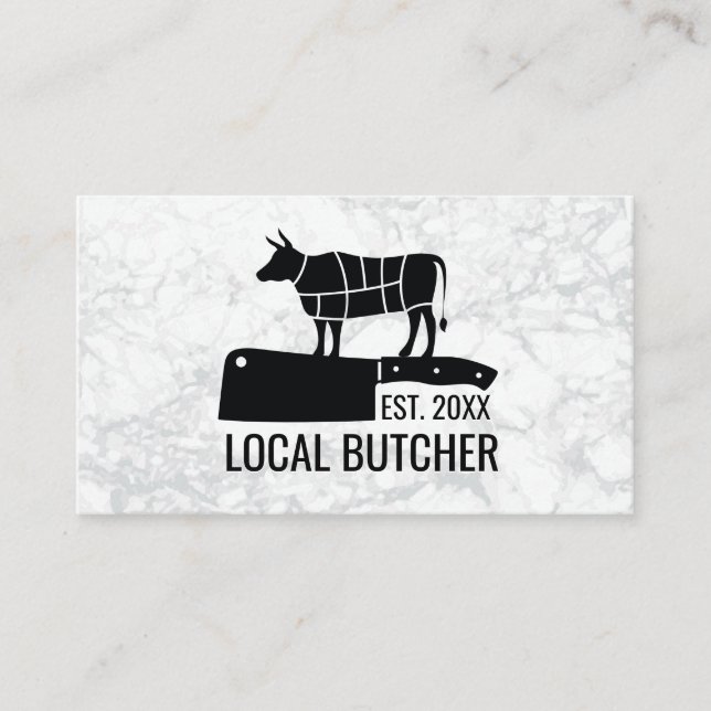 Butcher Knife  | Cut Beef Chart Business Card (Front)