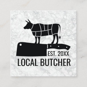 Butcher Knife    Cut Beef Chart Square Business Card