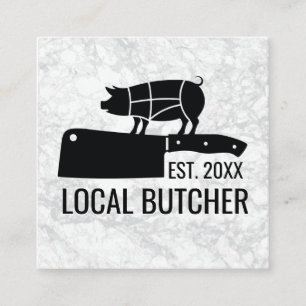 Butcher Knife    Cut Pork Chart Square Business Card