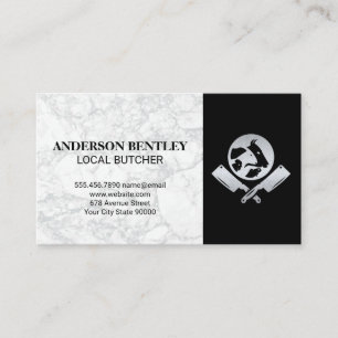 Butcher Knife Livestock   White Marble Background Business Card