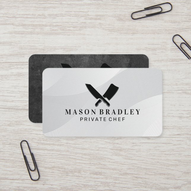 Butcher Knife Logo | Culinary | Chef Business Card (Front/Back In Situ)