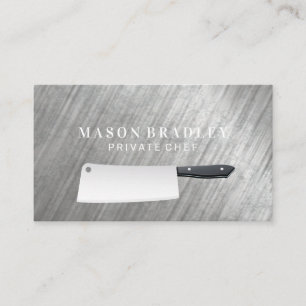 Butcher Knife   Metal Background Business Card