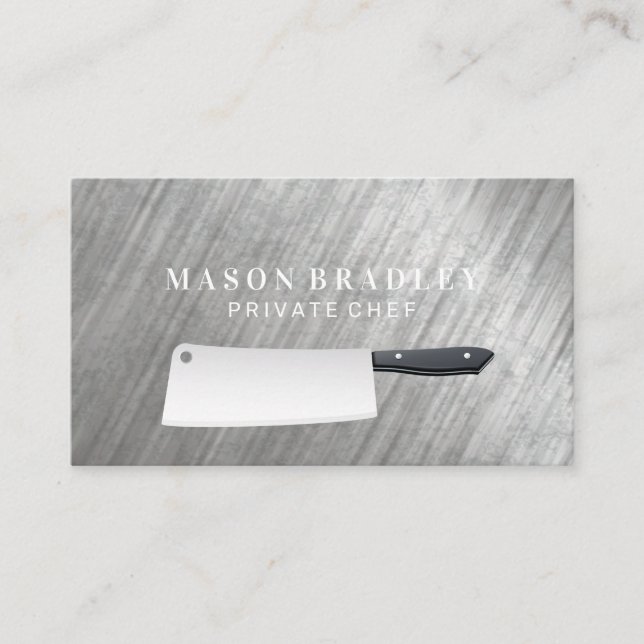 Butcher Knife | Metal Background Business Card (Front)