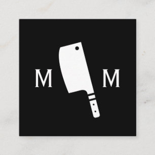 Butcher Knife Monogram Square Business Card