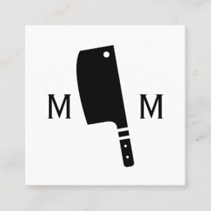 Butcher Knife Monogram Square Business Card