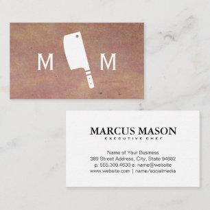 Butcher Knife Monogram   Texture Background Business Card