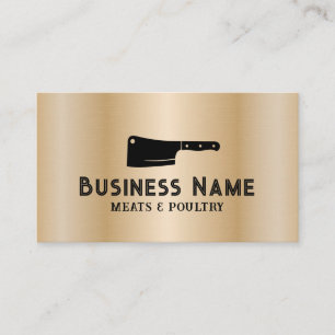 Butcher Meat Cleaver Meats & Poultry Market Gold Business Card