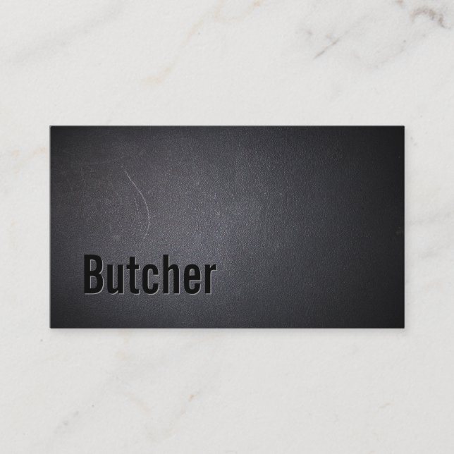 Butcher Modern Bold Text Elegant Dark Minimalist Business Card (Front)