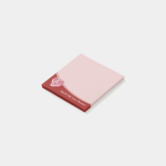 Butcher Post-IT notes on Dark Red Background (Angled)