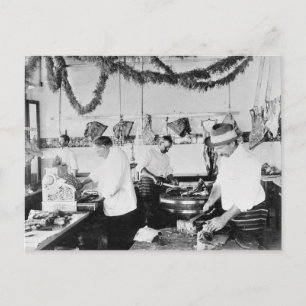 Butcher Shop, 1895 Postcard