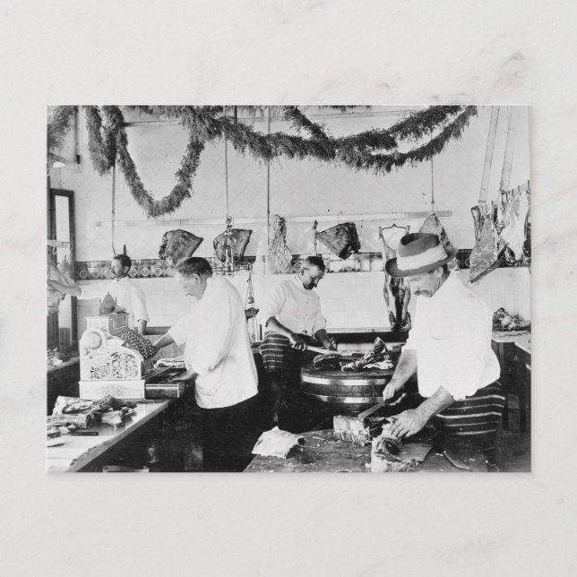 Butcher Shop, 1895 Postcard (Front)