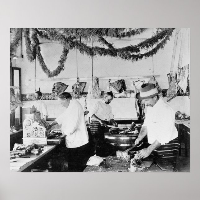 Butcher Shop, 1895. Vintage Photo Poster (Front)