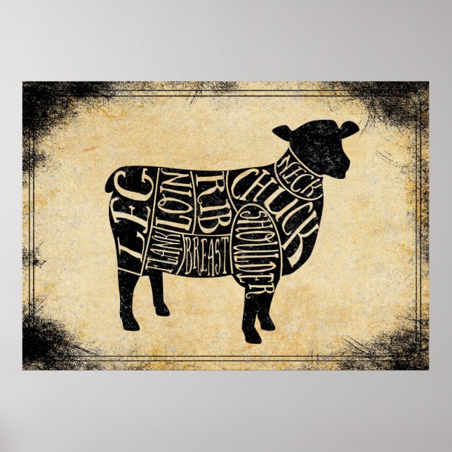 butcher shop art print lamb hunting lodge (Front)