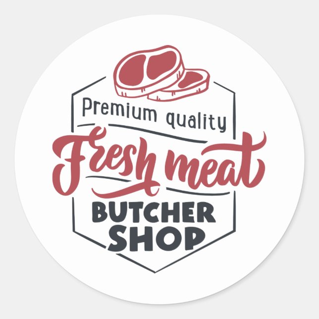 Butcher shop fresh meat classic round sticker (Front)