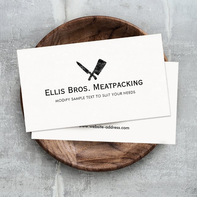 Butcher Shop Knife and Meat Cleaver Logo Business Card (Creator Uploaded)