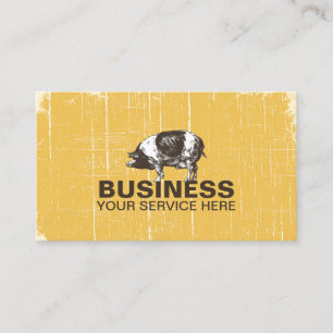 Butcher shop Meat Market Vintage Pig Gold Business Card