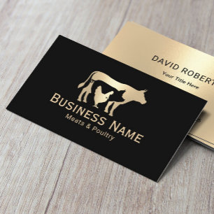 Butcher Shop Meats & Poultry Market Modern Gold Business Card
