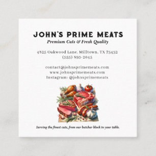 Butcher shop premium meat cuts tagline & slogan square business card