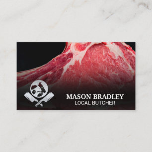 Butchers Knives   Animals Logo   Raw Meat Business Card