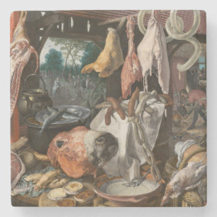 Butcher's Stall (by Pieter Aertsen) Stone Coaster