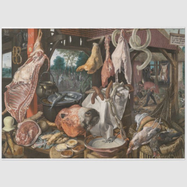 Butcher's Stall (by Pieter Aertsen) Tissue Paper (Front)