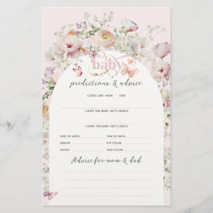 Buterfly Blush Pink Floral Girl Baby Shower Game