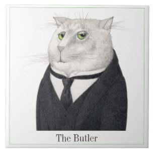 BUTLER CAT 6" Square Ceramic Tile + Text