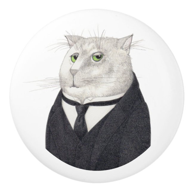 BUTLER CAT Ceramic Drawer Knob (Front)