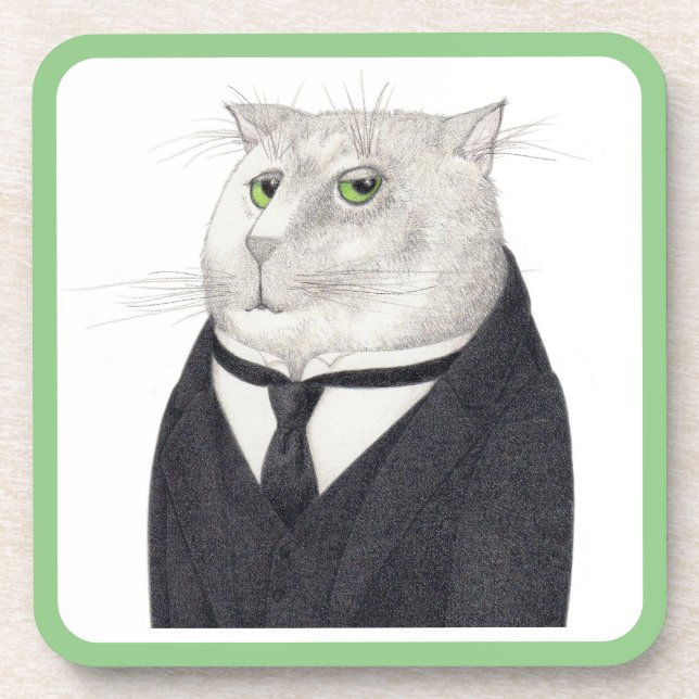 BUTLER CAT Hard Plastic Coasters  (Front)