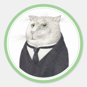 BUTLER CAT Large Round Stickers