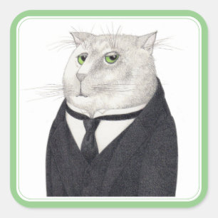 BUTLER CAT Large Square Stickers