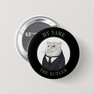 BUTLER CAT Name Tag Badge Pin Button III