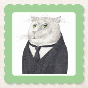 BUTLER CAT Scalloped Square Paper Coasters