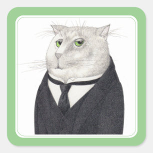 BUTLER CAT Small Square Stickers