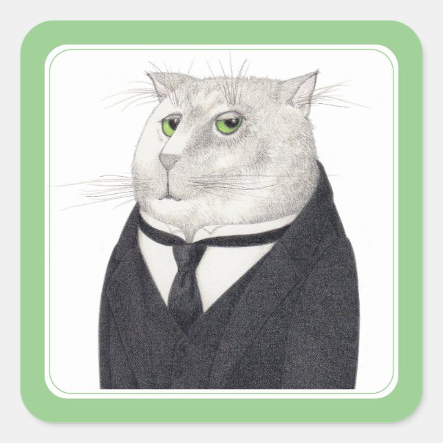BUTLER CAT Small Square Stickers (Front)