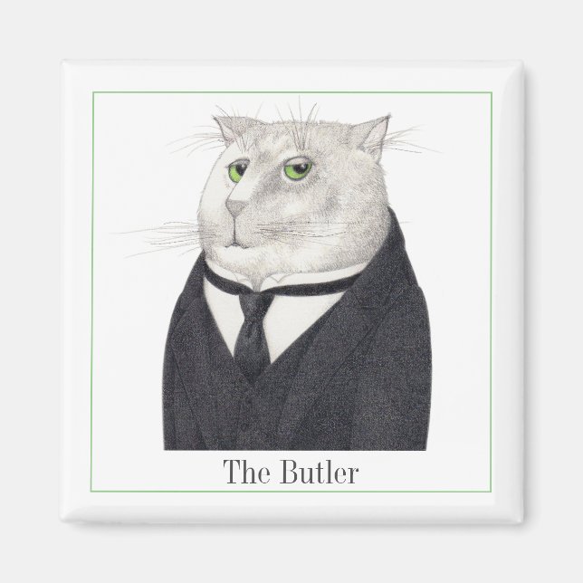 BUTLER CAT Square Magnet + Text II (Front)