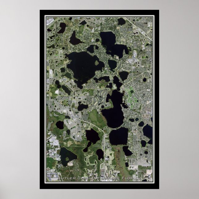 Butler Chain Of Lakes Florida Satellite Poster Map (Front)