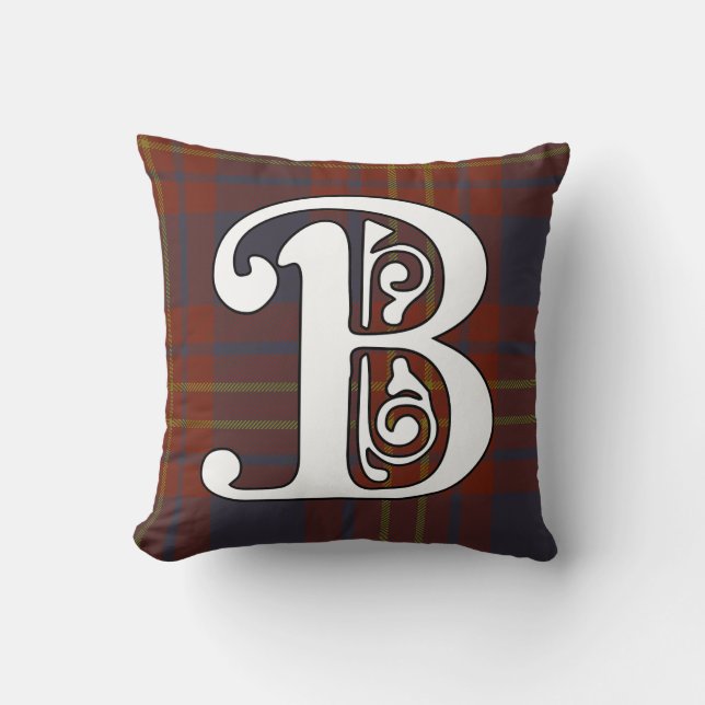 Butler Clan Tartan Monogram Cushion (Front)