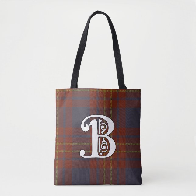 Butler Clan Tartan Monogram Tote Bag (Front)