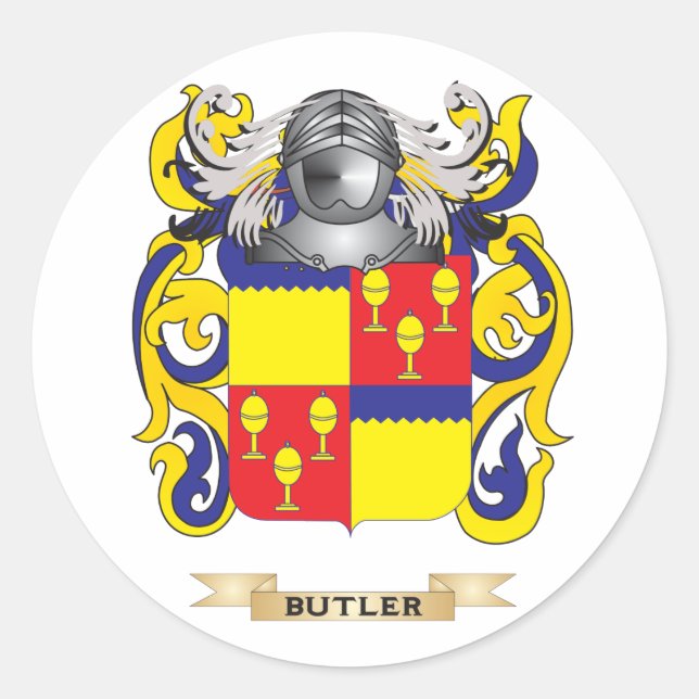 Butler Coat of Arms (Family Crest) Classic Round Sticker (Front)