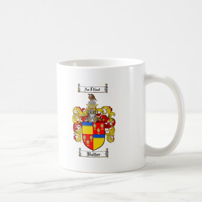 BUTLER FAMILY CREST -  BUTLER COAT OF ARMS COFFEE MUG (Right)