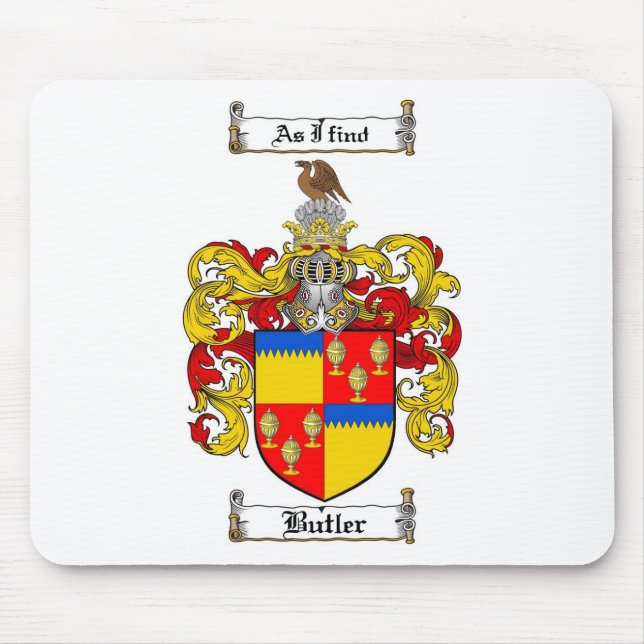 BUTLER FAMILY CREST -  BUTLER COAT OF ARMS MOUSE MAT (Front)