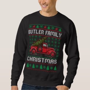 Butler Family Ugly Christmas Sweater Red Truck Fun
