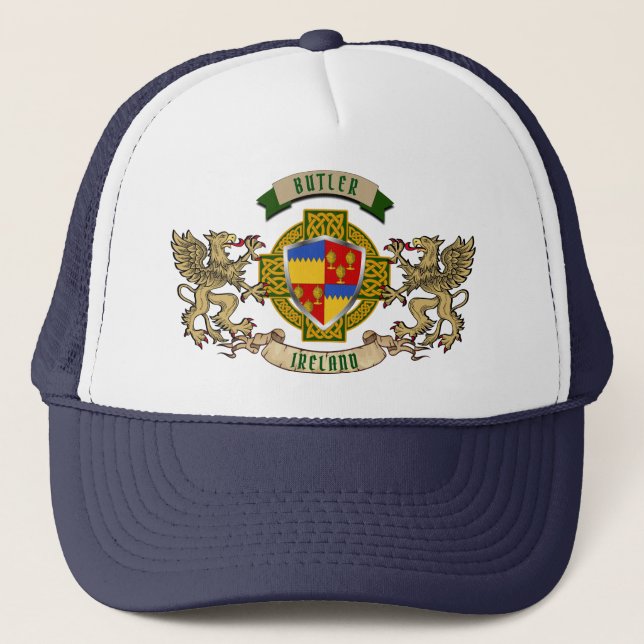 Butler Irish Shield & Griffins Personalised  Trucker Hat (Front)