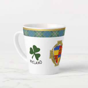 Butler Irish Shield & Tartan Personalized Latte Mug
