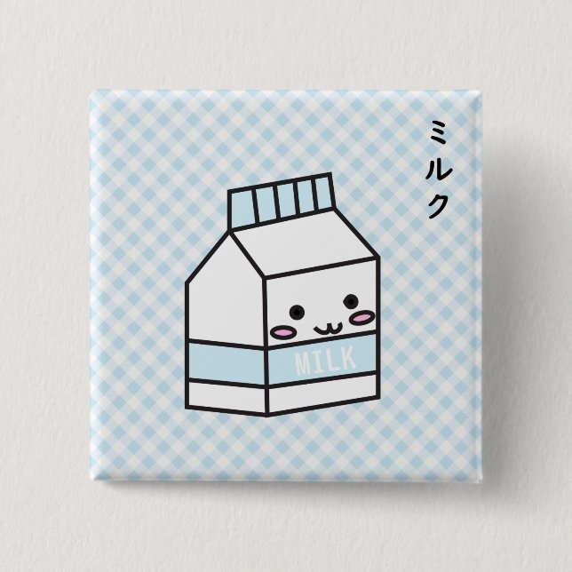Buton milk box miruku 15 cm square badge (Front)